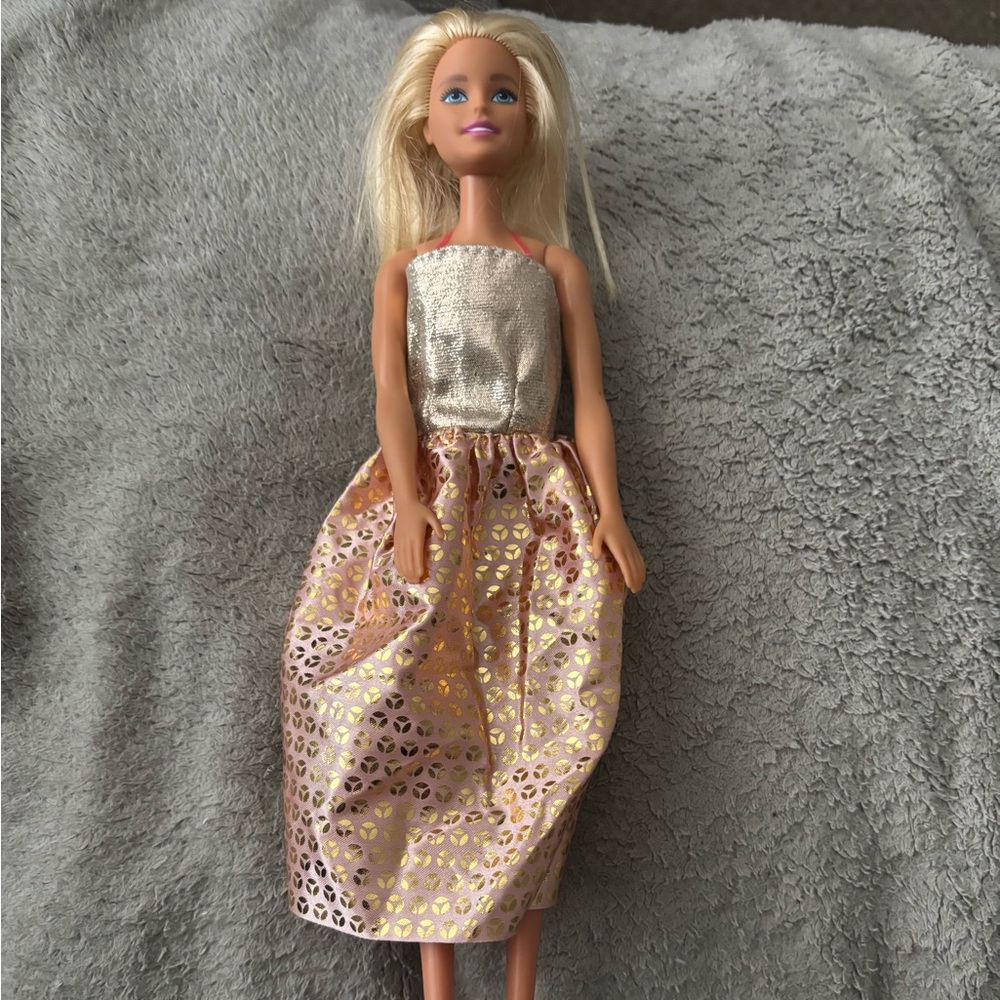 Barbie Doll 2015 with Gold and Pink Dress